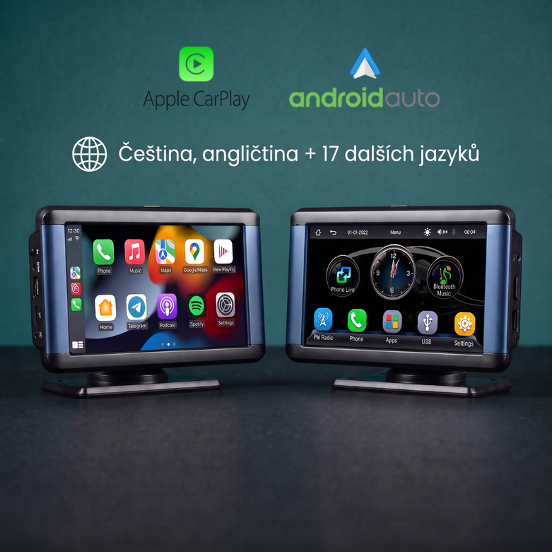 CarPlay, Android Auto, čeština, angličtina a 17 dalších jazyků